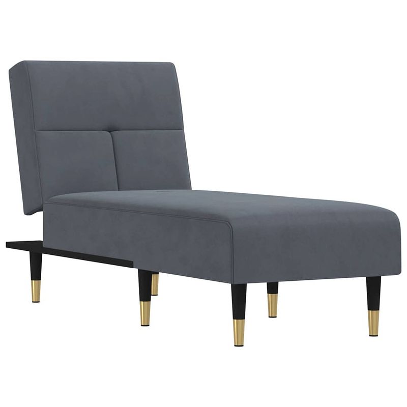 Foto van The living store chaise longue donkergrijs - verstelbaar - fluwelen bekleding - stevig frame - elegante uitstraling