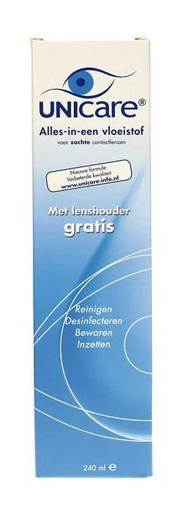 Foto van Unicare alles-in-een vloeistof voor zachte contactlenzen 240 ml