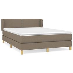 Foto van The living store boxspringbed - taupe - 203x147x78/88 cm - met verstelbaar hoofdbord en pocketvering matras -