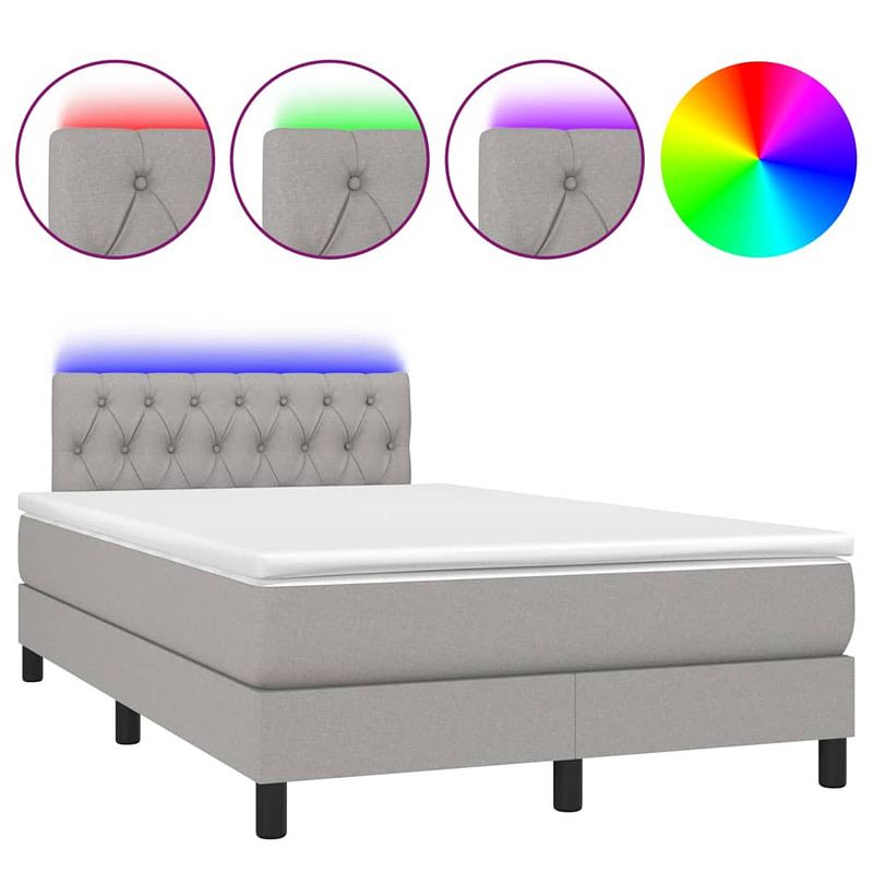 Foto van The living store bed led lichtgrijs - 203x120x78/88 cm - duurzaam - verstelbaar hoofdbord - pocketvering matras -