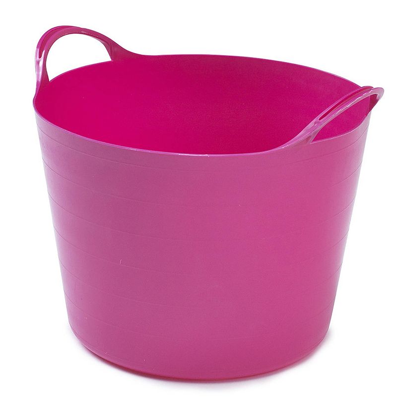Foto van Flexibele emmer - 14 liter - kunststof - roze - 32 x 36 x 25 cm - wasmanden