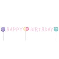 Foto van Amscan letterslinger happy birthday 1,5 m papier pastel