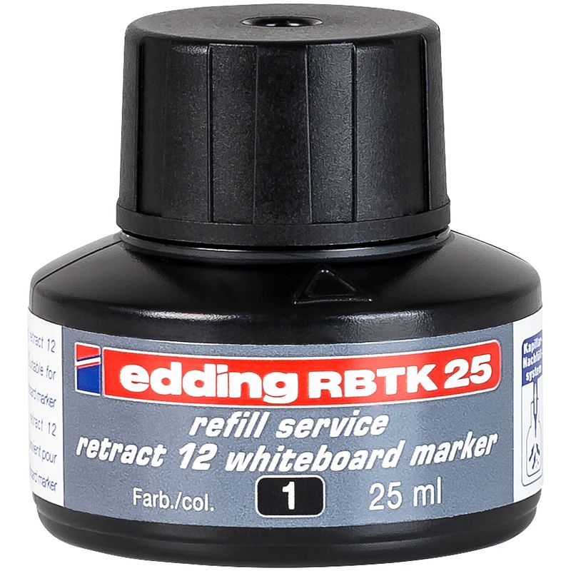 Foto van Edding rbtk 25 (25 ml) navulinkt voor boardmarkers o.a. e-12 - kleur; zwart - potje