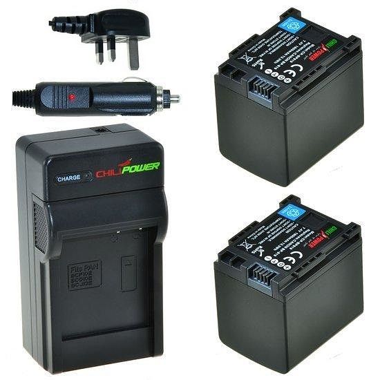 Foto van 2 x bp-819 accu's voor canon - charger kit + car-charger - uk version