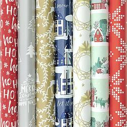 Foto van Benza assortiment cadeaupapier inpakpapier voor kerst kerstpapier k10 - 2 meter x 70 cm - 7 rollen