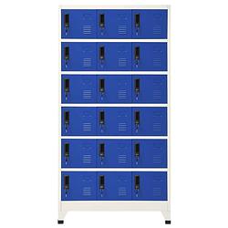 Foto van The living store lockerkast opbergkast - 90 x 40 x 180 cm - grijs/blauw