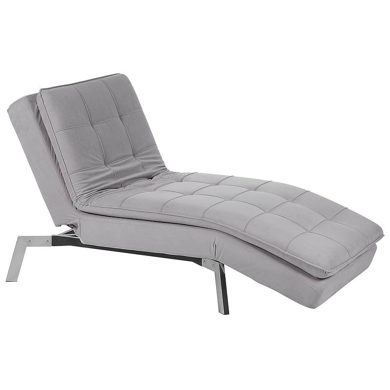 Foto van Beliani loiret - chaise longue-grijs-fluweel