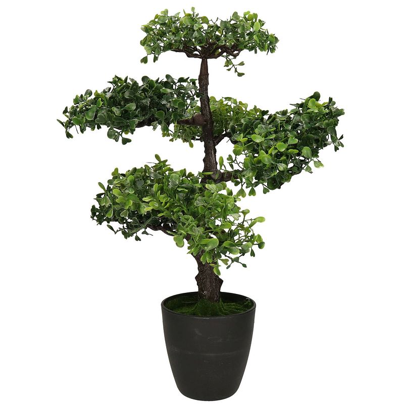 Foto van Kunstplant bonsai boompje in pot - japans decoratie - 50 cm - type oikado dark - kunstplanten