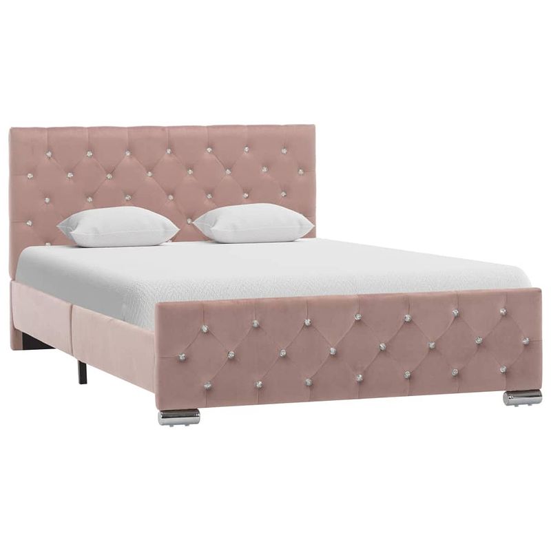 Foto van Vidaxl bedframe fluweel roze 120x200 cm