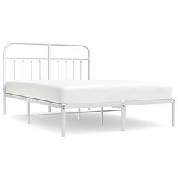 Foto van Vidaxl bedframe met hoofdbord metaal wit 140x190 cm