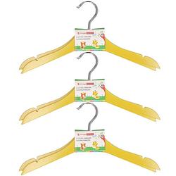 Foto van Gele stevige houten kledinghangers voor kinderen 12x stuks - kledinghangers