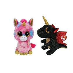 Foto van Ty - knuffel - beanie boo's - fantasia unicorn & grindal dragon