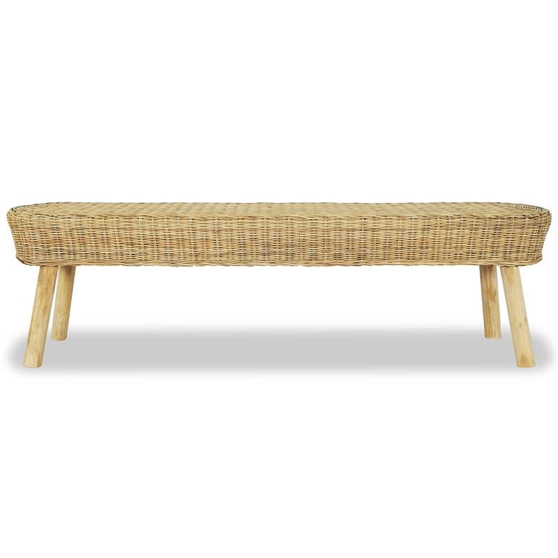 Foto van The living store halbankje rattan - 160 x 35 x 45 cm - rustieke charme - eenvoudig te monteren