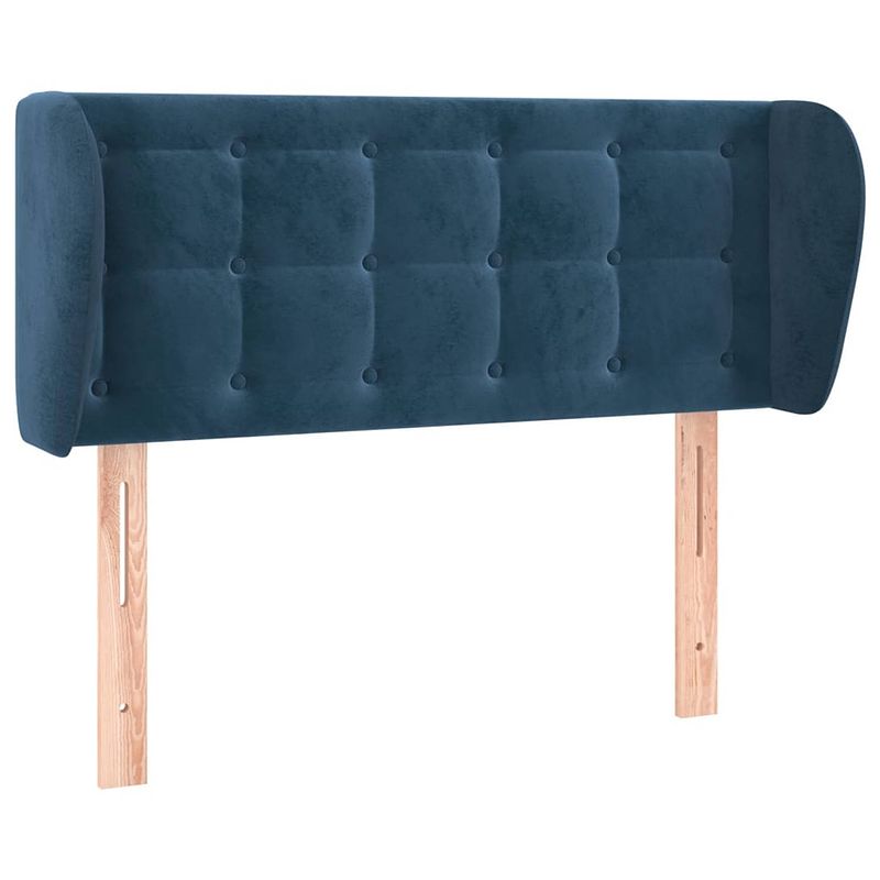 Foto van The living store klassiek hoofdbord - donkerblauw - 103x23x78/88 cm - fluweel van 100% polyester - stevige houten poten