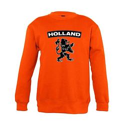 Foto van Oranje holland zwarte leeuw sweater kinderen - oranje koningsdag/ supporter kleding 7-8 jaar (122/128)