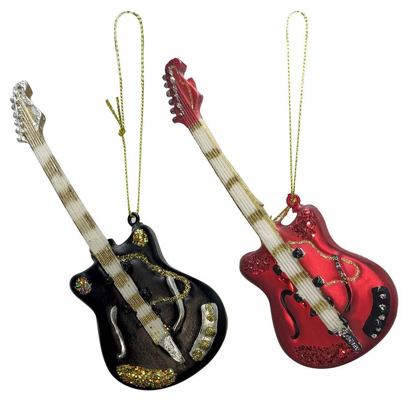 Foto van Iko kersthangers muziekinstrumenten - gitaar - 2x st - glas - kersthangers