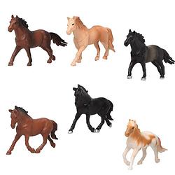 Foto van 6x plastic paardjes speelgoed figuren voor kinderen - speelfigurenset