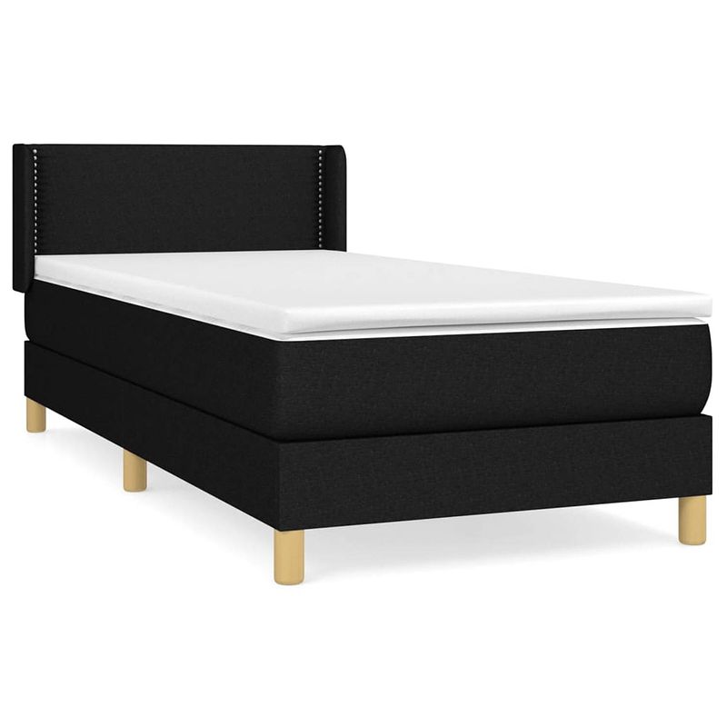 Foto van The living store boxspringbed - zwart - 203 x 83 x 78/88 cm - duurzaam - verstelbaar hoofdbord - pocketvering matras -