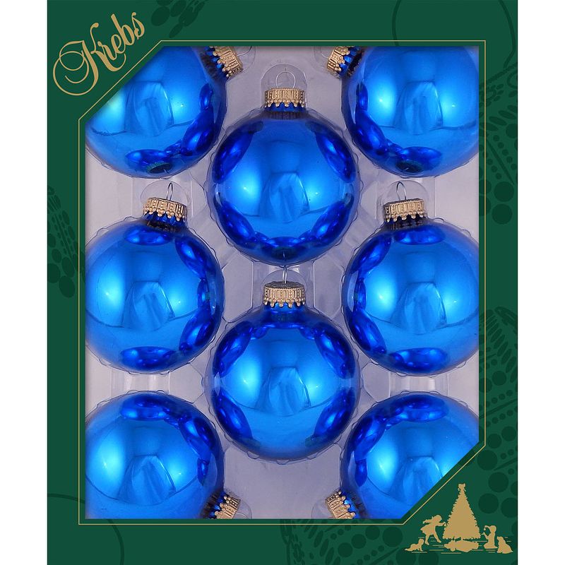 Foto van 8x stuks glazen kerstballen 7 cm klassiek blauw glans - kerstbal