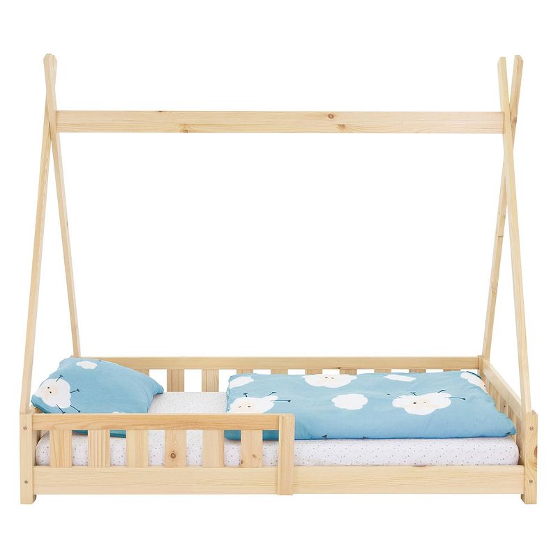 Foto van Kinderbed met uitvalbeveiliging en lattenbodem 80x160 cm dennenhout naturel ml-design