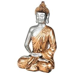 Foto van Boeddha beeld voor binnen zilver/goud 35 cm - beeldjes