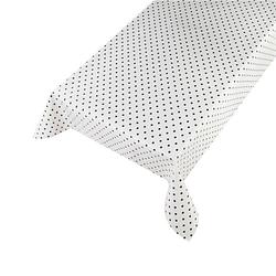 Foto van Tafelzeil/tafelkleed wit met zwarte stippen 140 x 245 cm - tafelzeilen