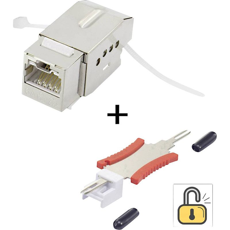 Foto van Renkforce ksv10 + tooling rj45-inbouwmodule keystone cat 6a