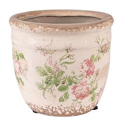 Foto van Clayre & eef bloempot ø 12x11 cm roze beige keramiek bloemen bloempot binnen plantenpot plant pot roze bloempot binnen