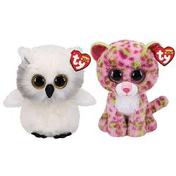 Foto van Ty - knuffel - beanie buddy - austin owl & lainey leopard