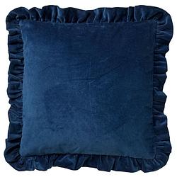 Foto van Dutch decor yara - sierkussen velvet insignia blue 45x45 cm - blauw - blauw