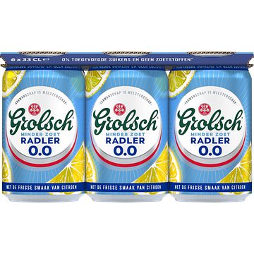 Foto van Grolsch 0.0% radler citroen minder zoet blikken 6 x 330ml bij jumbo