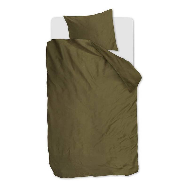 Foto van Beddinghouse conscious dekbedovertrek - 1-persoons (140x200/220 cm + 1 sloop) - katoen - olive green