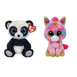 Foto van Ty - knuffel - beanie boo's - bamboo panda & fantasia unicorn