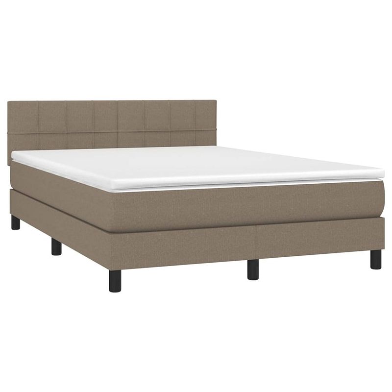 Foto van Vidaxl boxspring met matras stof taupe 140x190 cm