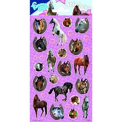 Foto van Funny products stickers horses 20 x 10 cm papier paars 28 stuks