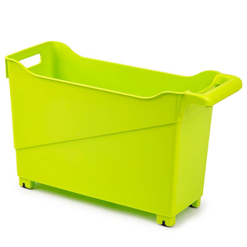 Foto van Kunststof trolley lime groen op wieltjes l45 x b17 x h29 cm - opberg trolley