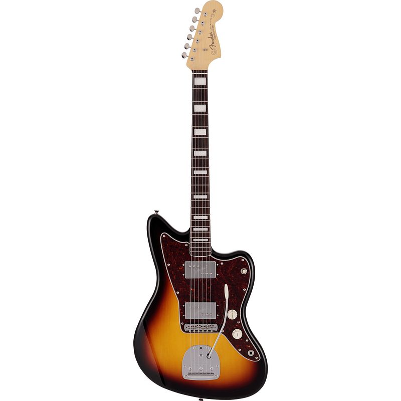 Foto van Fender japan fsr traditional 60s jazzmaster hh rw 3-color sunburst elektrische gitaar met gigbag