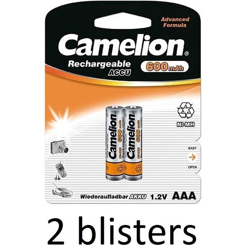 Foto van Camelion aaa oplaadbare batterij 600 mah - 4 stuks