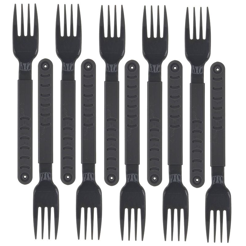 Foto van Excellent houseware vorken - 10x stuks - grijs - kunststof - 18 cm - herbruikbaar - vorken