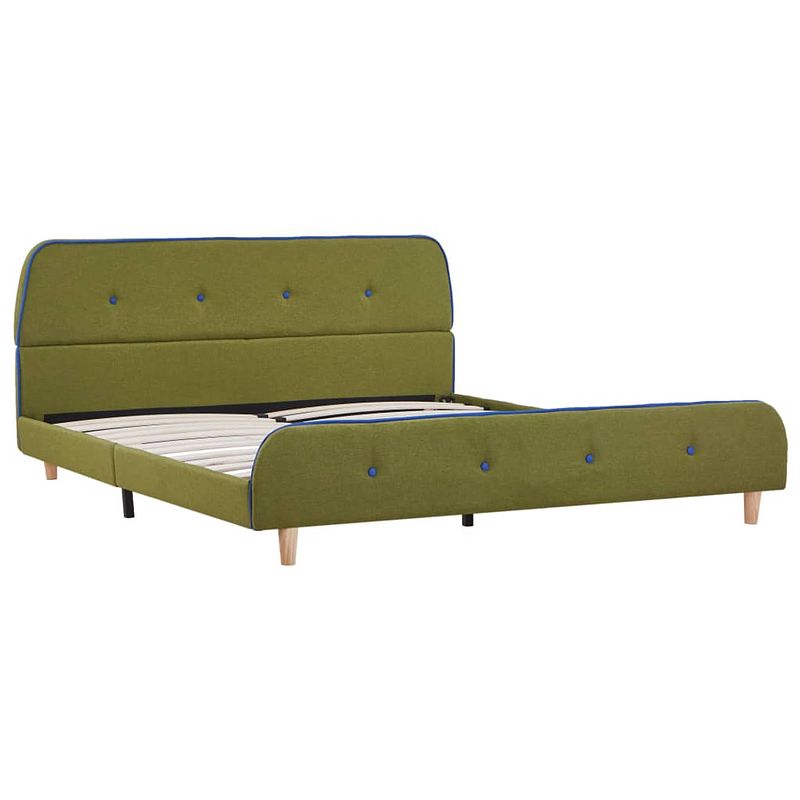 Foto van The living store bedframe - klassiek design - hout en ijzer - groen - 208 x 146 x 81 cm