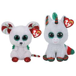 Foto van Ty - knuffel - beanie boo's - christmas mouse & christmas unicorn