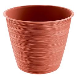 Foto van Stijlvolle kunststof plantenpot/bloempot dia 24 cm/hoogte 20 cm paintstripe stone rood - plantenpotten