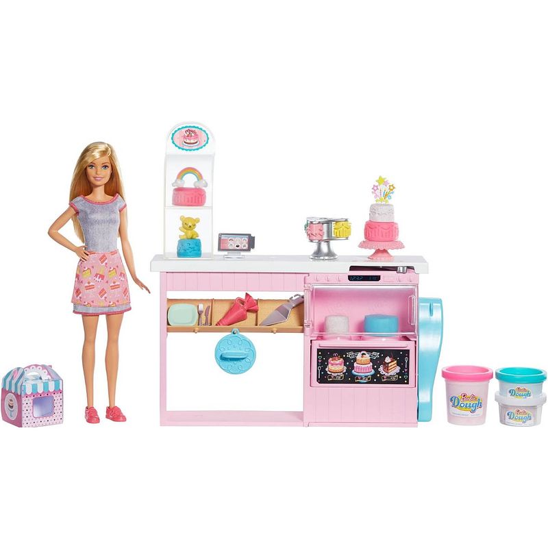 Foto van Barbie speelset cake bakken en decoreren 12-delig 23 cm