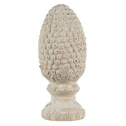 Foto van Clayre & eef decoratie beeld dennenappel ø 17*39 cm beige steen decoratief figuur decoratieve accessoires