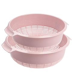Foto van Forte plastics kunststof keuken vergieten combiset oud roze 27 x 10 cm en 23 x 9 cm - vergieten