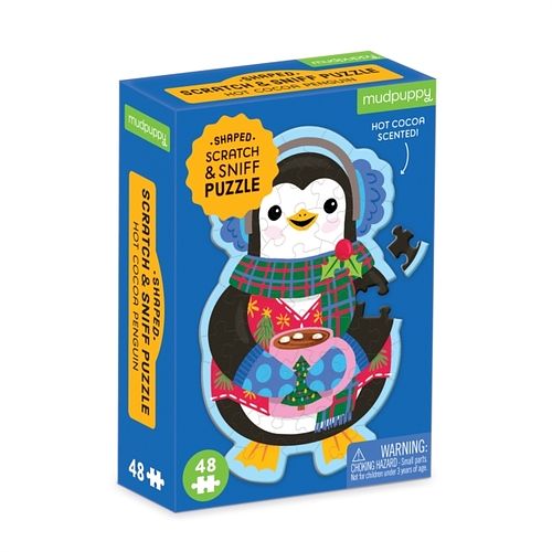 Foto van Hot cocoa penguin 48 piece scratch and sniff shaped mini pzl - puzzel;puzzel (9780735379077)