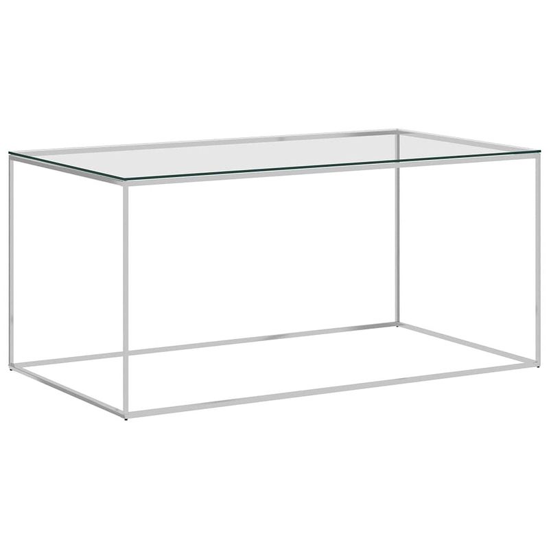 Foto van Vidaxl salontafel 90x50x43 cm roestvrij staal en glas zilverkleurig