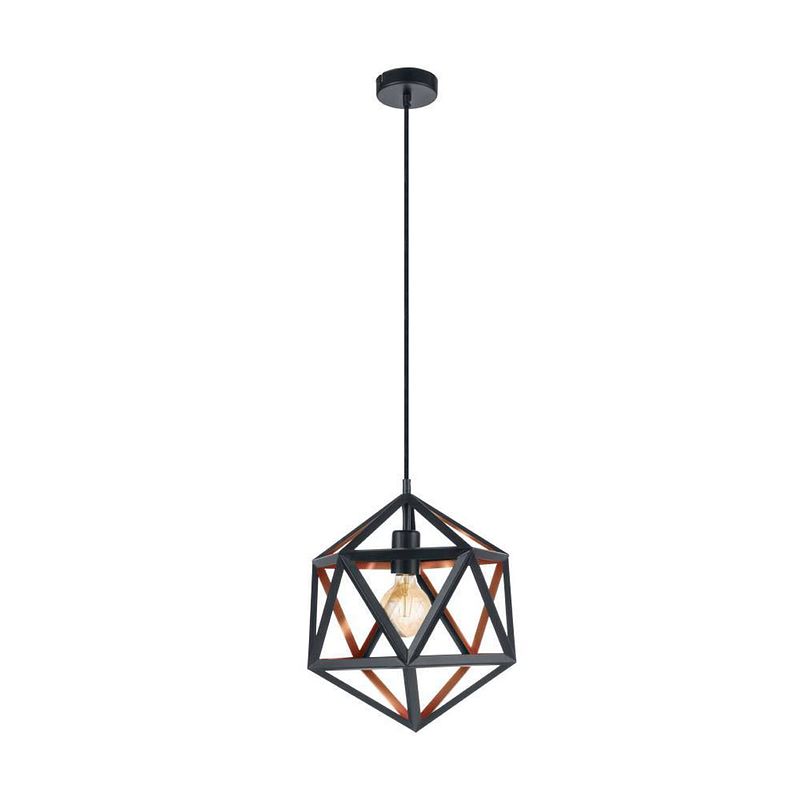 Foto van Eglo embleton 1 hanglamp - e27 - ø 30,5 cm - zwart, koper