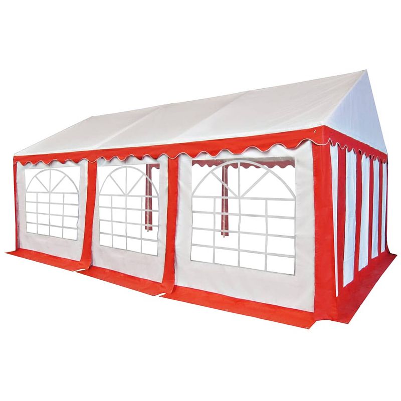 Foto van Vidaxl tuinpaviljoen 4x6 m pvc rood en wit