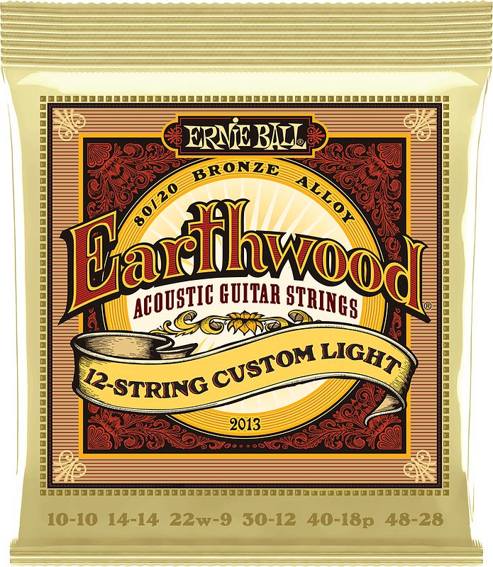 Foto van Ernie ball 2013 earthwood 12-string custom light 80/20 bronze (010-048) snarenset voor 12-snarige akoestische westerngitaar